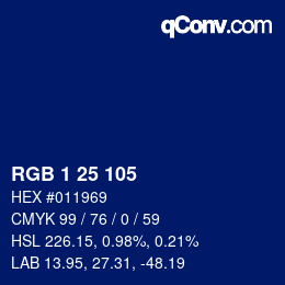 カラーコード: RGB 1 25 105 | qconv.com
