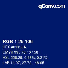 Color code: RGB 1 25 106 | qconv.com