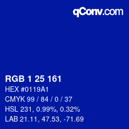 Farbcode: RGB 1 25 161 | qconv.com