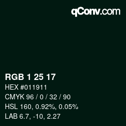 Color code: RGB 1 25 17 | qconv.com