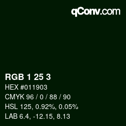 颜色代码: RGB 1 25 3 | qconv.com