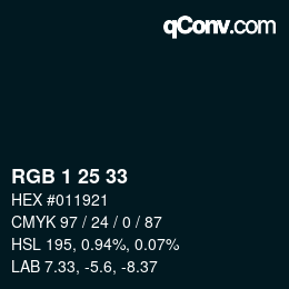Color code: RGB 1 25 33 | qconv.com