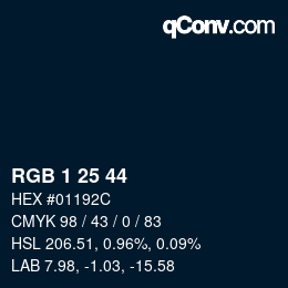 カラーコード: RGB 1 25 44 | qconv.com