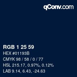 Color code: RGB 1 25 59 | qconv.com