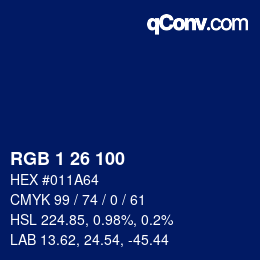 カラーコード: RGB 1 26 100 | qconv.com