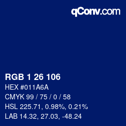 カラーコード: RGB 1 26 106 | qconv.com