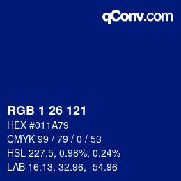 Color code: RGB 1 26 121 | qconv.com