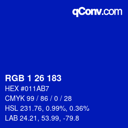 Color code: RGB 1 26 183 | qconv.com