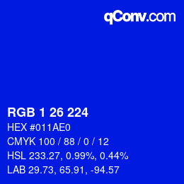 Color code: RGB 1 26 224 | qconv.com