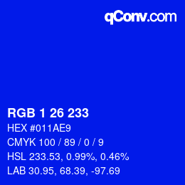 Color code: RGB 1 26 233 | qconv.com