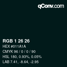Color code: RGB 1 26 26 | qconv.com