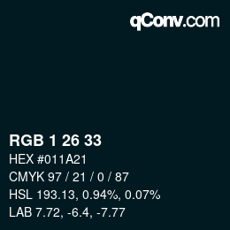 Color code: RGB 1 26 33 | qconv.com