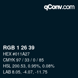 カラーコード: RGB 1 26 39 | qconv.com