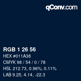 カラーコード: RGB 1 26 56 | qconv.com