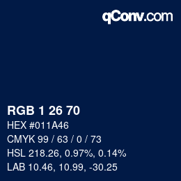 カラーコード: RGB 1 26 70 | qconv.com