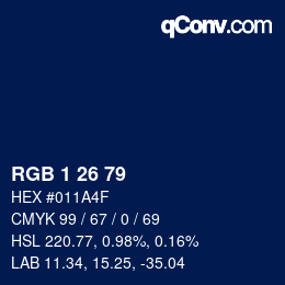 カラーコード: RGB 1 26 79 | qconv.com