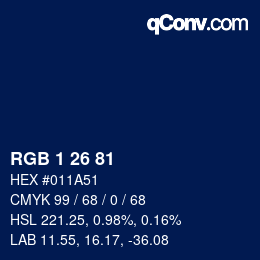 Farbcode: RGB 1 26 81 | qconv.com