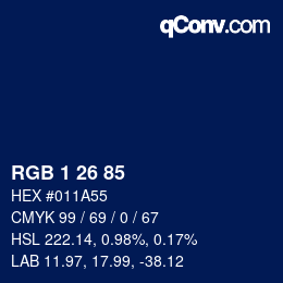 カラーコード: RGB 1 26 85 | qconv.com