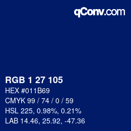 カラーコード: RGB 1 27 105 | qconv.com