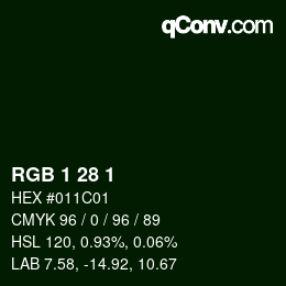 Color code: RGB 1 28 1 | qconv.com