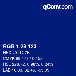 カラーコード: RGB 1 28 123 | qconv.com