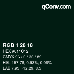 Color code: RGB 1 28 18 | qconv.com