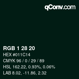Color code: RGB 1 28 20 | qconv.com
