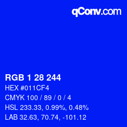 Color code: RGB 1 28 244 | qconv.com