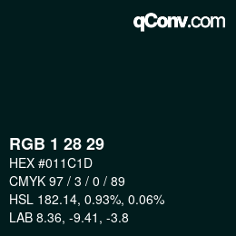 カラーコード: RGB 1 28 29 | qconv.com