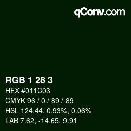 Color code: RGB 1 28 3 | qconv.com