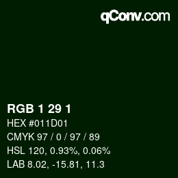 Color code: RGB 1 29 1 | qconv.com