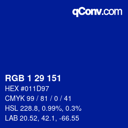Farbcode: RGB 1 29 151 | qconv.com