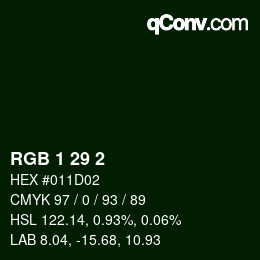 Color code: RGB 1 29 2 | qconv.com
