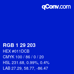 Color code: RGB 1 29 203 | qconv.com