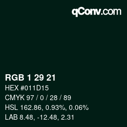 Color code: RGB 1 29 21 | qconv.com