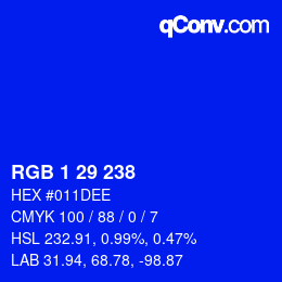 Color code: RGB 1 29 238 | qconv.com