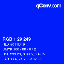 Color code: RGB 1 29 249 | qconv.com