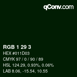 Color code: RGB 1 29 3 | qconv.com