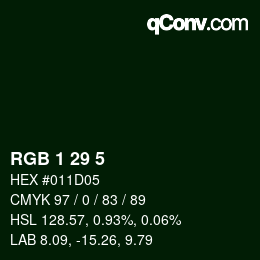 カラーコード: RGB 1 29 5 | qconv.com