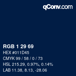 Color code: RGB 1 29 69 | qconv.com