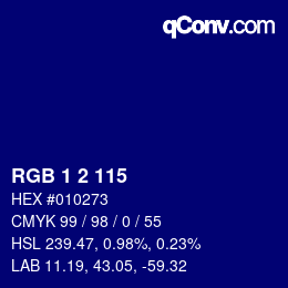 Color code: RGB 1 2 115 | qconv.com