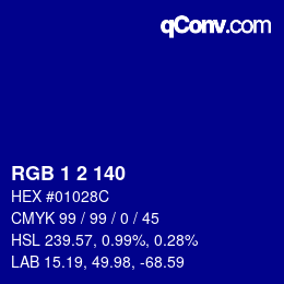 Color code: RGB 1 2 140 | qconv.com