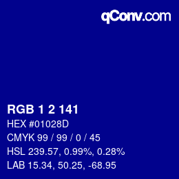 カラーコード: RGB 1 2 141 | qconv.com