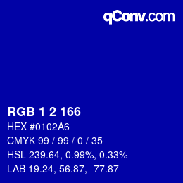 Color code: RGB 1 2 166 | qconv.com