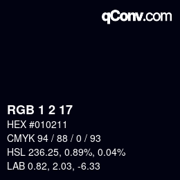 カラーコード: RGB 1 2 17 | qconv.com