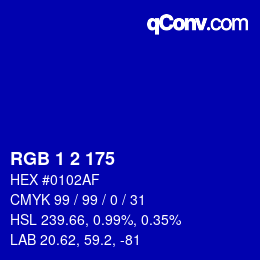 Color code: RGB 1 2 175 | qconv.com
