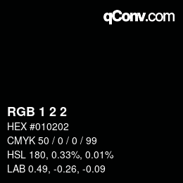 Color code: RGB 1 2 2 | qconv.com