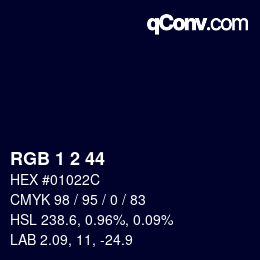 カラーコード: RGB 1 2 44 | qconv.com