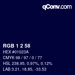 Color code: RGB 1 2 58 | qconv.com