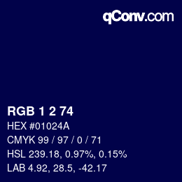 カラーコード: RGB 1 2 74 | qconv.com